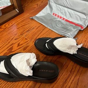 Prada Black Leather Sandals